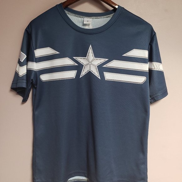 Captain America Superhero Blue and Gray short sleeved tee shirt Medium - NWOT - Picture 6 of 6